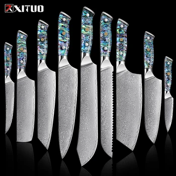 XITUO Высококачественный 67-слойный Набор кухонных ножей из дамасской стали Многофункциональный Острый Нож шеф-повара с ручкой из смолы Морского ушка в подарок