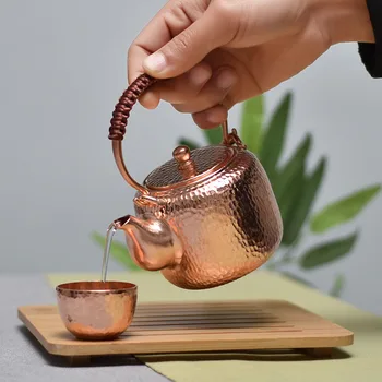 Ручной Медный Чайник для Заварки Чая в Японском Стиле, Чайник для горячей Воды, Бытовой Чайный Набор Пуэр Улун, Винтажная Чайная Плита, Подарок