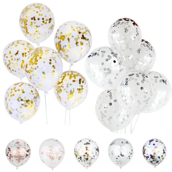 10шт 12-дюймовых Прозрачных конфетти-шаров, Латексных шаров с розовым, золотым, серебряным конфетти для свадебной вечеринки, украшения на День рождения