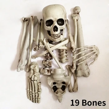 Скелет на Хэллоуин, часть кости, реалистичный человеческий скелет, разбросанный скелет для лучшего украшения Хэллоуина, колья для газона в помещении
