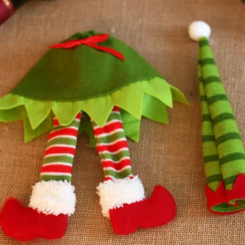 Сумка для бутылок Elf, Креативные чехлы, чехлы, рождественские украшения для стола, Красная одежда в полоску