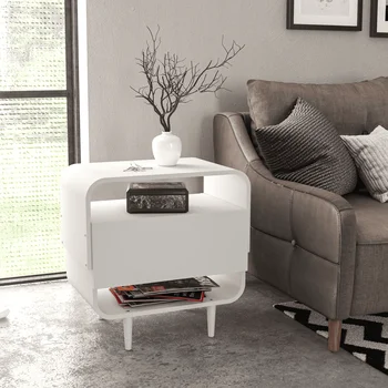 Прикроватная тумбочка Cadiz Modern White с одним выдвижным ящиком - элегантный дизайн для вашей спальни