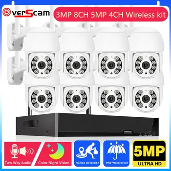 Wifi IP-камера Система 5MP4CH 3MP 8CH NVR Комплект Беспроводной PTZ-камеры Двухстороннее Аудио Ночного Видения CCTV Комплект Камер Видеонаблюдения