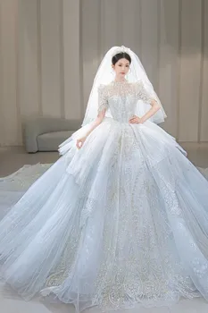 Ltt Коллекция 2023, пышное бальное платье принцессы с кристаллами, серо-голубые нарядные свадебные платья для новобрачных