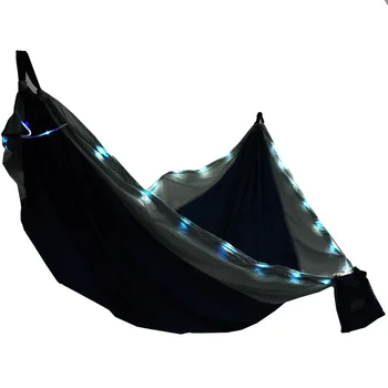 Оборудуйте нейлоновый портативный походный гамак для кемпинга с подсветкой, на 2 персоны, синий и темно-синий, размер 124 