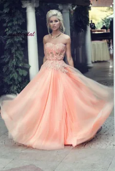 Акция Дешевое вечернее платье, платья для выпускного вечера с аппликацией в виде сердца, розовое вечернее платье телесного цвета, длинное вечернее платье для женщин
