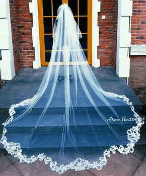 Уникальная однослойная кружевная свадебная вуаль, Новое поступление, Свадебные вуали с металлическим гребнем ММ, свадебные аксессуары