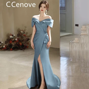 Выпускное платье Cenove с вырезом на плечах Длиной до пола с разрезом, Летнее Элегантное вечернее платье для женщин 2023