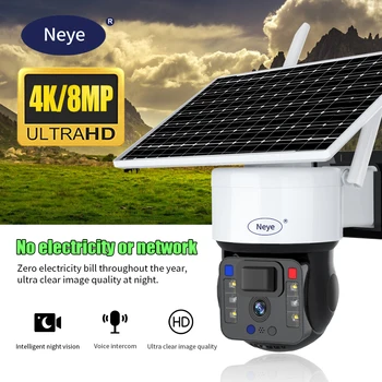 N_eye WiFi Солнечная камера 8MP/4K PIR Обнаружение тела Наружный Ремень Безопасности Солнечная панель может заряжаться и находиться в режиме ожидания в течение длительного времени