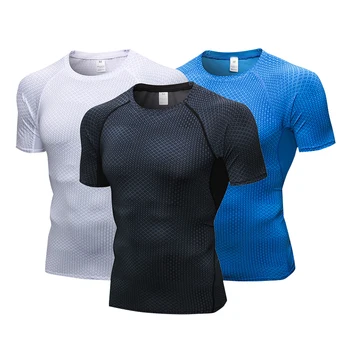 Мужские футболки с короткими рукавами, быстросохнущие облегающие футболки для фитнеса и бега, спортивная верхняя одежда для занятий в тренажерном зале, мужская спортивная одежда для тренировок