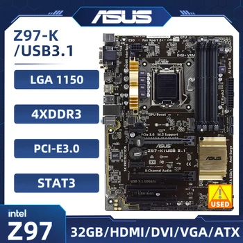 Материнская плата LGA 1150 ASUS Z97-K/USB3.1 Материнская плата Intel Z97 4 × DDR3 32 ГБ USB3.1 PCI-E 3.0 M.2 VGA ATX Для Core i3-4170 i5-4430