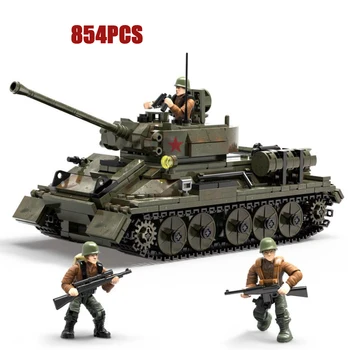Советский Союз Средний танк T34/85 batisbrick mega build block мировая война армейская фигурка ww2 военный автомобиль кирпичная игрушка