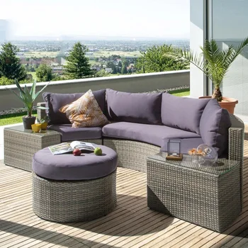 Открытый Круглый диван-кровать для отдыха в саду, кресло из ротанга, мебель на заказ