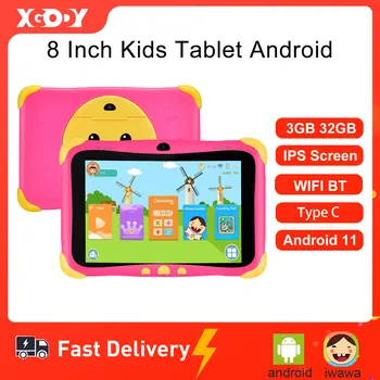 XGODY 8-Дюймовый Android Детский Планшетный ПК Для Учебы 32 ГБ WiFi Type C OTG IPS Экран Детские Планшеты Милый Защитный Чехол