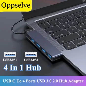 Концентратор USB Type C 4 В 1, Мультиразветвитель, адаптер USB C, кабельный разъем USB 3,0, док-станция USB 2,0, конвертер для ноутбука Macbook