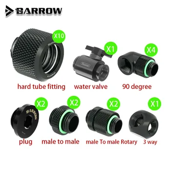 Комплект жестких трубчатых Фитингов Barrow Для OD12/14/16 мм, Водяной клапан + Штекер + 90-градусный Металлический Разъем G1/4 Аксессуары для водяного Охладителя DIY