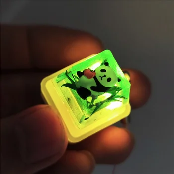 Индивидуальность, милая панда, смола, 1U, зеленая крышка для ключей, полупрозрачная, вишневый MX подарок на день рождения для механической клавиатуры