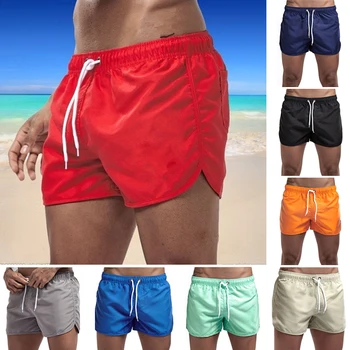 Летние мужские шорты для отдыха, фитнес на открытом воздухе, пляжные виды спорта, однотонная дышащая одежда для бега, пляжные повседневные шорты, Горячая