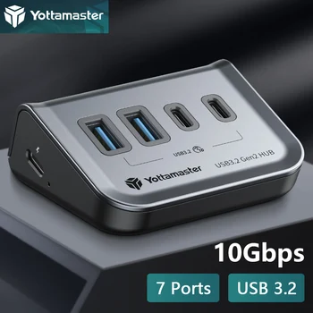 Yottamaster Несколько USB A Type C Концентратор 4/7 Слот 10 Гбит/с Разъем Док-станция Мульти USB 3,0 Порт Разветвитель Удлинитель док-адаптер