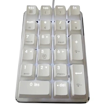 Механическая цифровая клавиатура с подсветкой белого цвета, 21 клавиша, цифровая панель с переключателями вишнево-синего цвета для настольного ПК для ноутбука