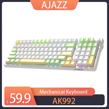 AJAZZ AK992 RGB 100 клавиш Bluetooth Игровая механическая клавиатура Клавиатура с горячей заменой Беспроводная 2,4 G USB трехрежимная для портативных ПК геймеров