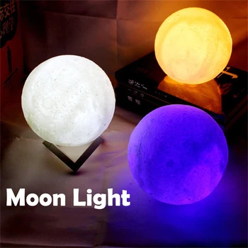 Лунный светильник, светодиодные ночники для детской комнаты, теплый белый /RGB Лунный светильник для спальни с подсветкой для девочек и детей