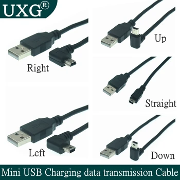 USB-кабель для передачи данных A Штекер к Mini USB B 5Pin Штекер 90 Градусов ВВЕРХ/Вниз/влево /правый угол Адаптер Синхронизации зарядки 0,25 М 0,5 М 1,5 М 3 М 5 М