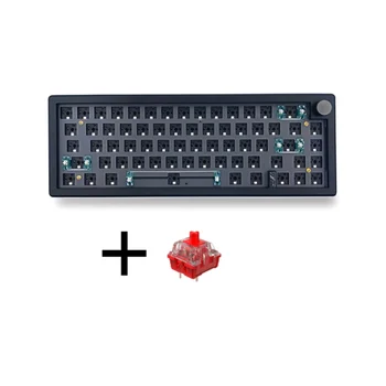 GMK67 Индивидуальная механическая клавиатура + Красный переключатель DIY Kit С возможностью горячей замены RGB Подсветки, 3 режима механической клавиатуры, черный