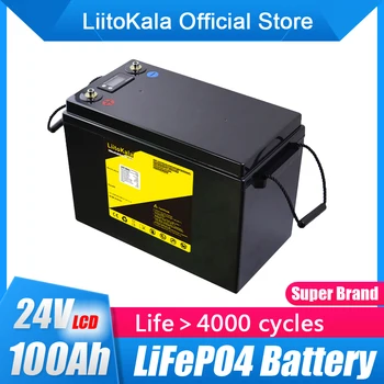 LiitoKala 24V 100Ah LiFePO4 Аккумулятор Солнечный Гольф-кар для вилочного погрузчика водонепроницаемый аккумулятор для инвертора, солнечной системы, лодочного мотора