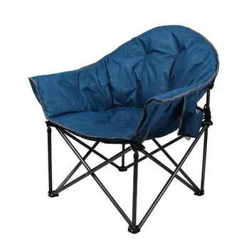 Мягкий Лунный стул, походные складные стулья-блюдца с подстаканником и сумкой для переноски, поддерживает вес до 400 фунтов, темно-синий