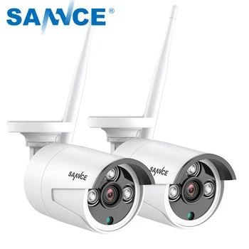 2 шт 3-мегапиксельные WIFI IP-камеры SANNCE с интеллектуальным ИК P2P, защищенная от атмосферных воздействий, сетевая пуля EXIR Ночного видения, комплект камеры оповещения по электронной почте