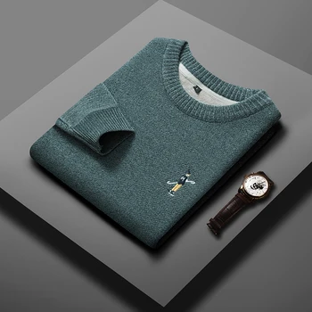 High End Luxury2022, Новый мужской вязаный пуловер с вышивкой, утолщенный осенне-зимний свитер Европейского дизайнера, теплая мужская одежда