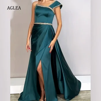 Вечерние платья AGLEA для официальных мероприятий, Элегантная вечеринка для женщин, выпускной вечер Длиной до пола с рюшами, расшитыми бисером на одно плечо