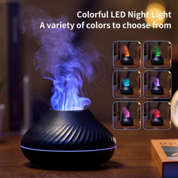 Вулканический ароматический диффузор Эфирное масло Лампа Домашний 130 мл USB Портативный увлажнитель воздуха с цветным пламенем ночник