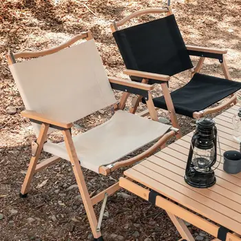 Буковый складной стул для отдыха на открытом воздухе, переносной стул из массива дерева Kermit, стул для кемпинга, кофейня, магазин чая с молоком