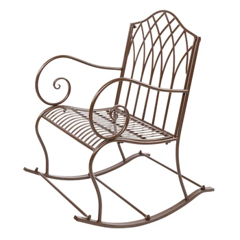 Американское ретро-кресло-качалка из кованого железа на открытом воздухе, скамейка, садовый стул, парковый стул, украшение для отдыха в саду, темно-коричневый