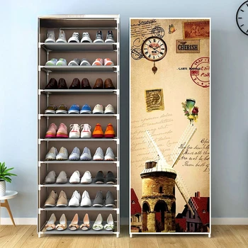 Простой многослойный шкаф для обуви из нетканого материала, Домашний шкаф для прихожей, экономящий пространство Держатель для обуви, Шкаф для обуви на молнии