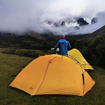 Двойная палатка с силиконовым покрытием 20D, водонепроницаемая и ветрозащитная, для отдыха в кемпинге, легкая палатка для кемпинга