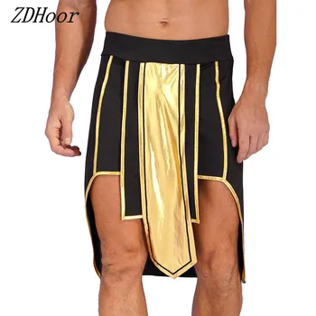 Мужская юбка для ролевых игр в Древнем Египте контрастного цвета с асимметричным подолом, костюм для косплея на Хэллоуин