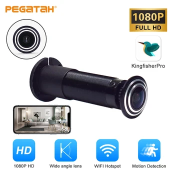 PEGATAH дверной глазок безопасности 1080P HD 1,7 мм объектив Широкоугольный рыбий глаз Сетевое видеонаблюдение Мини-дверной глазок WiFi камера P2P ONVIF