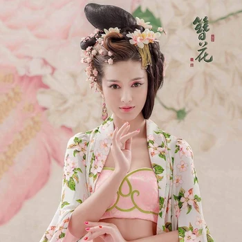 Женский сексуальный костюм Ханфу Zan Hua Розового цвета для фотосъемки