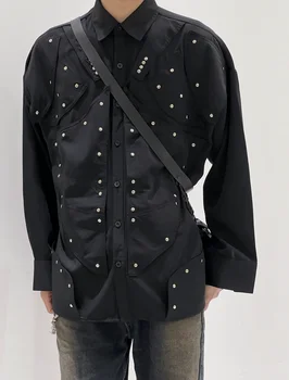 Весенне-осенняя дизайнерская рубашка с длинными рукавами, пальто для мужчин и женщин, внутри черная рубашка, новинка