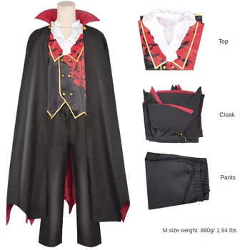 Аниме Вампир Cos Костюм Полный комплект Ужасов Вампир Ролевой костюм Сценическая одежда для выступлений Косплей Черная накидка на Хэллоуин