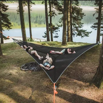 Воздушный треугольный гамак для нескольких человек, Складной портативный сетчатый гамак из сетчатой ткани, воздушная палатка на дереве, сетчатая кровать для отдыха